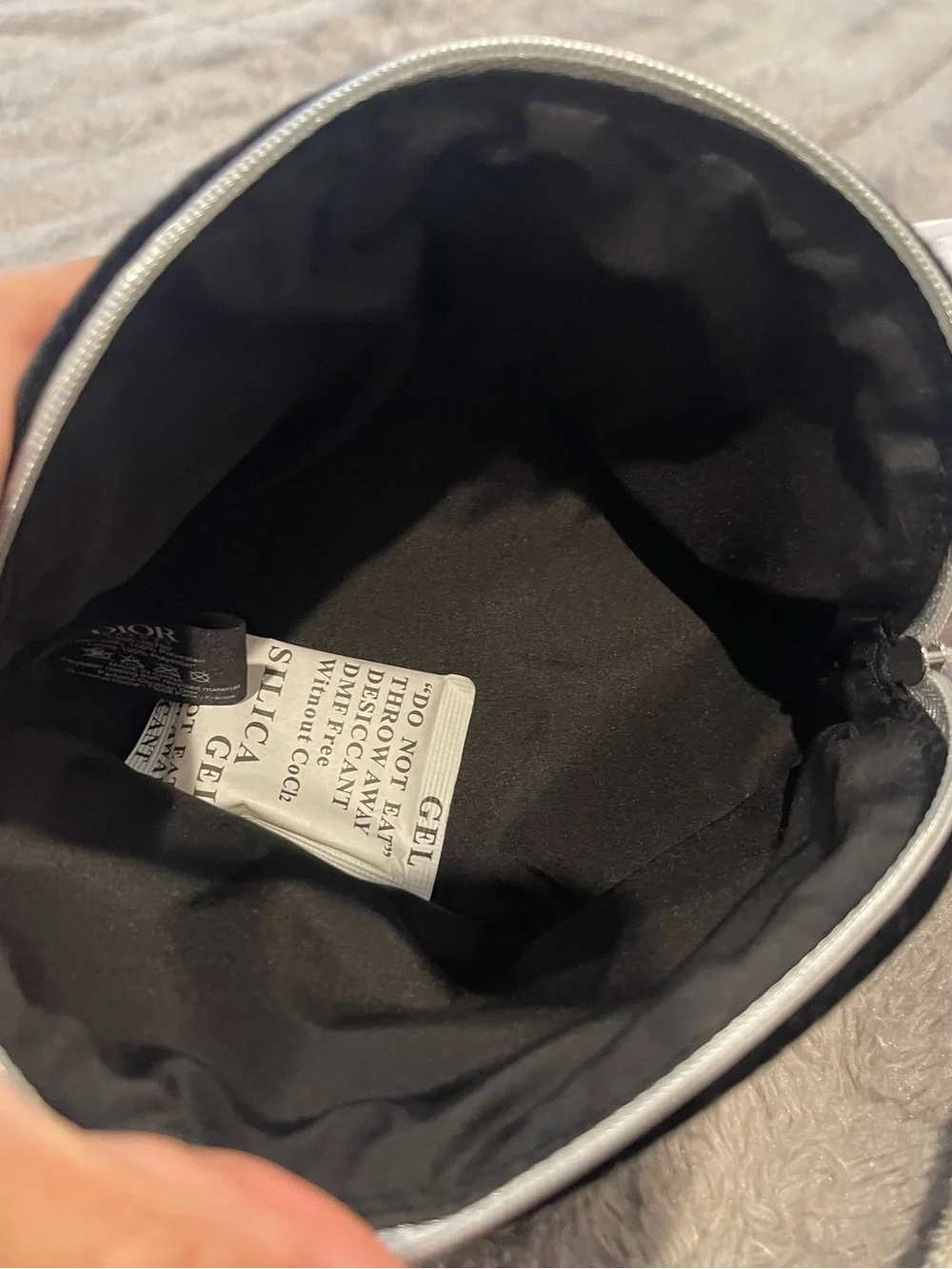 Dior Black Velvet Embroidered Logo Pouch with Silver Trim